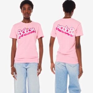 MOTHER Denim Cloney Botox T Shirt Pink Barbie Font Style Barbie Core